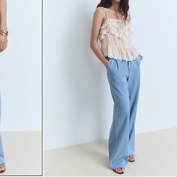 NWT, Mango Wide-Leg Lytell Pants w Pleats - Picture 2 of 10